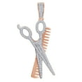 thumbnail image 1 of AFFY 1/4 Carat White Natural Diamond Hip Hop Jewelry Scissor With Comb Pendant In 10k Solid Rose Gold (0.25 Cttw), 1 of 1