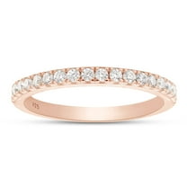AFFY 1/4 Carat (ctw) Round Moissanite Diamond Half Eternity Wedding Stackable Band Ring for Women 14k Rose Gold Over Sterling Silver (0.25 Ctw) Ring Size-10