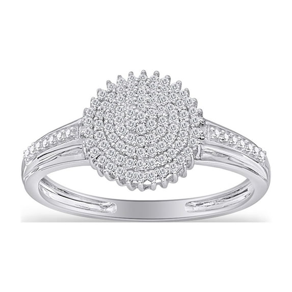 AFFY 1/4 Cttw Carat Round Cut Natural White Diamond Promise Ring For Women's In 14K White Gold Over Sterling Silver (0.25 Cttw, J-K Color, I2-I3 Clarity), Ring Size-7.5