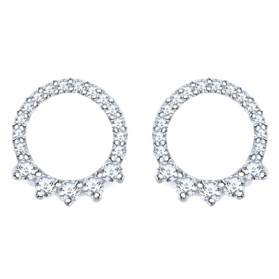 AFFY 1/4 cttw White Natural Diamond Floating Open Circle Round Stud Earrings in 10K White Gold