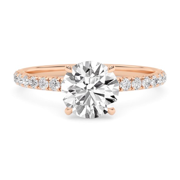 AFFY 1.40 Carat (ctw) Solitaire Engagement Ring For Womens, Round Lab Created Moissanite Stackable Promise Ring For Her In 10k Solid Rose Gold | VVS1 Quality Ring Size-8