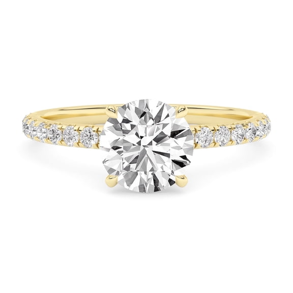 AFFY 1.40 Carat (ctw) Solitaire Engagement Ring For Womens, Round Lab Created Moissanite Stackable Promise Ring For Her In 14k Yellow Gold Over Sterling Silver | VVS1 Quality Ring Size-7