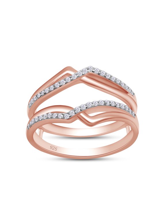 0.25CT Moissanite Diamond Infinity Wedding Band Guard Ring Enhancer for Women 14K Rose Gold over Silver-6.5