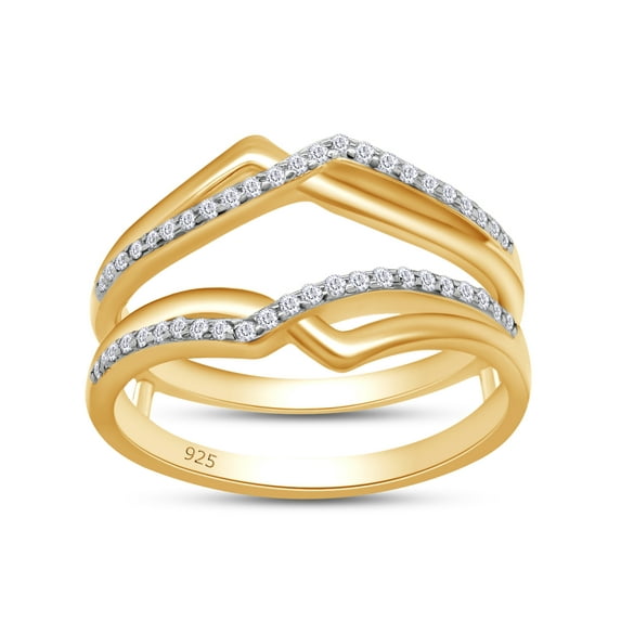 AFFY 1.40CT Moissanite Diamond Infinity Wedding Band Guard Ring Enhancer for Women 14K Yellow Gold over Silver-7