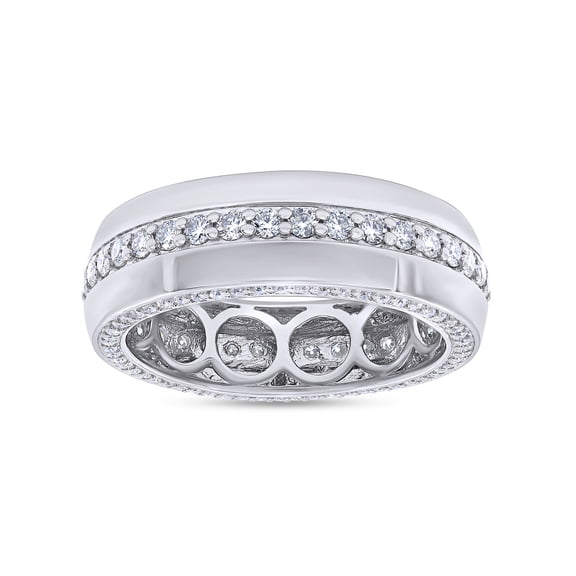 AFFY 1.40CT Round Moissanite Diamond Men Anniversary Wedding Band Ring 14K White Gold over Silver-10