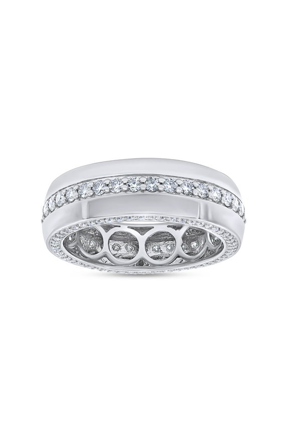 1.40CT Round Moissanite Diamond Men Anniversary Wedding Band Ring 14K White Gold over Silver-8