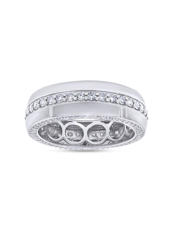 1.40CT Round Moissanite Diamond Men Anniversary Wedding Band Ring 14K White Gold over Silver-9.5