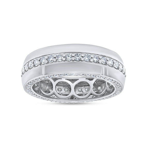 AFFY 1.40CT Round Moissanite Diamond Men Anniversary Wedding Band Ring 14K White Gold over Silver-9