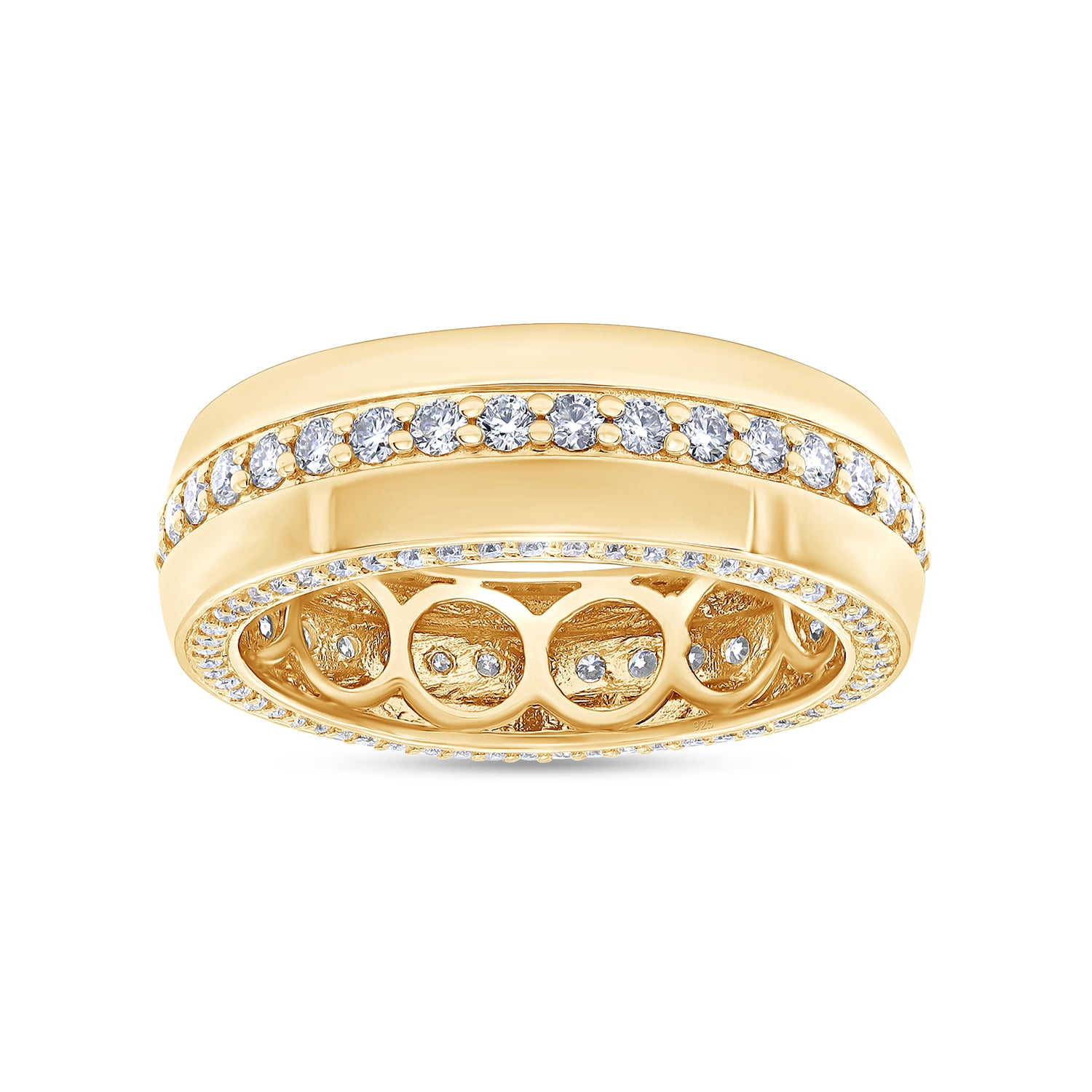 AFFY 1.40CT Round Moissanite Diamond Men Anniversary Wedding Band Ring 14K  Yellow Gold over Silver-10 - Walmart.com