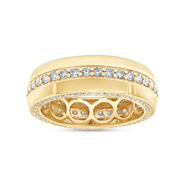 AFFY 1.40CT Round Moissanite Diamond Men Anniversary Wedding Band Ring 14K Yellow Gold over Silver-10