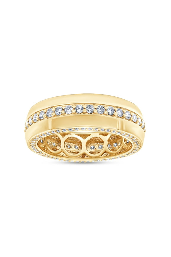 1.40CT Round Moissanite Diamond Men Anniversary Wedding Band Ring 14K Yellow Gold over Silver-10