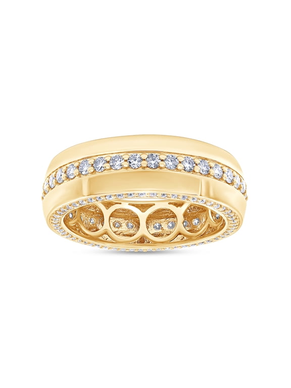 1.40CT Round Moissanite Diamond Men Anniversary Wedding Band Ring 14K Yellow Gold over Silver-11