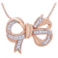 thumbnail image 1 of AFFY 1/5 CT Natural Diamond Bow Knot Pendant Necklace in 14k Rose Gold Over Sterling Silver, 1 of 1