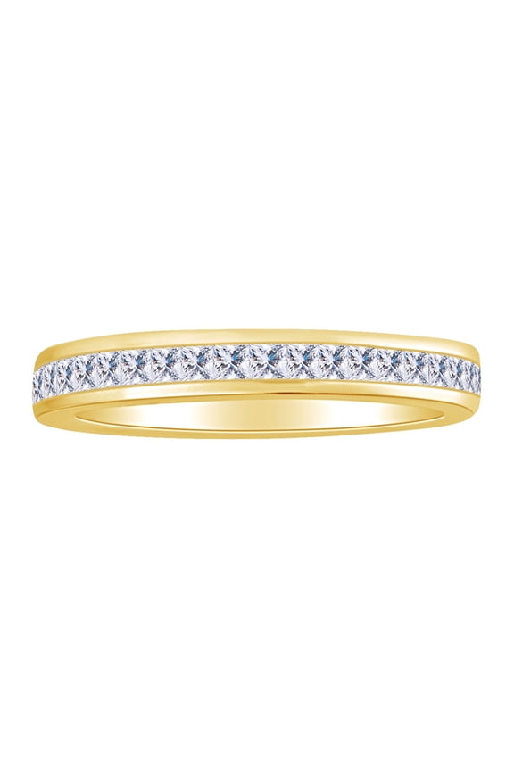 1/5 Carat Princess Cut White Natural Diamond Half Eternity Wedding Band Ring In 10k Solid Yellow Gold (0.50Cttw) Ring Size-10