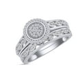 thumbnail image 1 of AFFY 1/5 Cttw Round Cut Natural Diamond Frame Bridal Set Wedding Ring In 14K White Gold Over Sterling Silver (0.2 Cttw, I2-I3 Clarity), Ring Size-4.5, 1 of 1