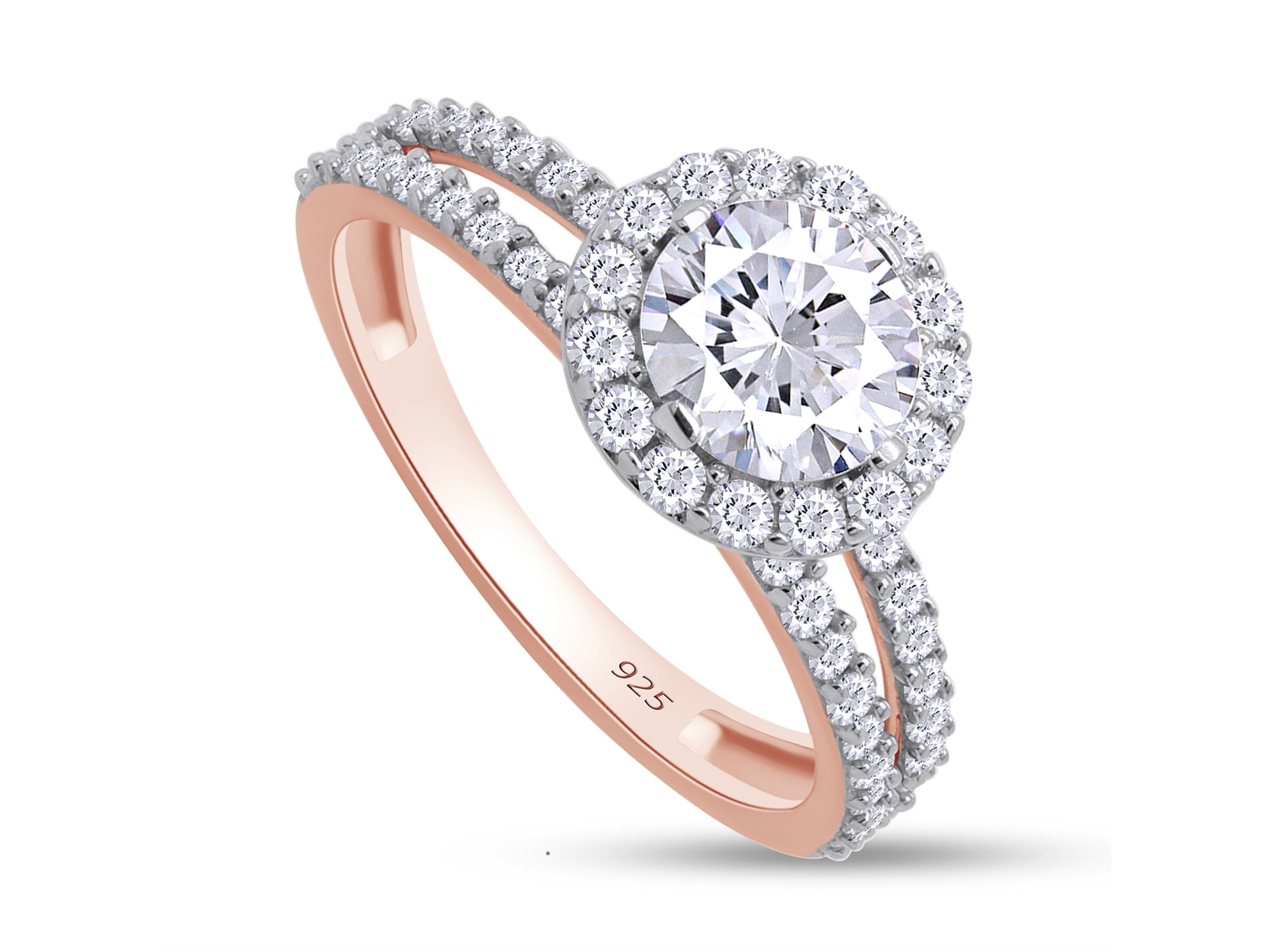 AFFY 1.50CT Moissanite Diamond Halo Split Shank Engagement Ring for