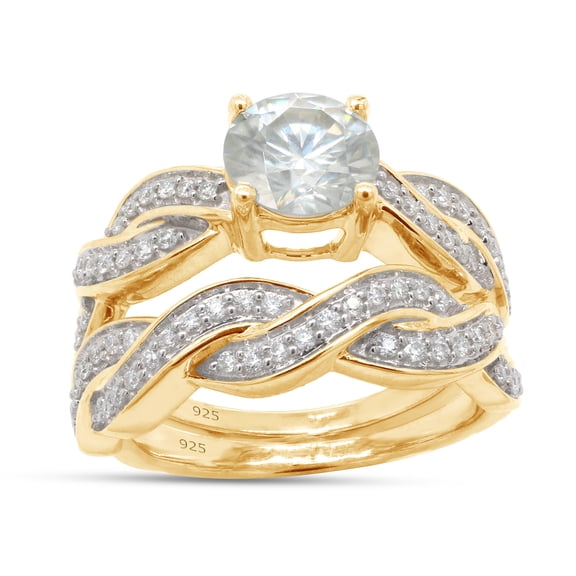 AFFY 1.50CT Moissanite Diamond Infinity Wedding Bridal Set for Women 18K Yellow Gold over Silver-8
