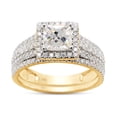 thumbnail image 1 of AFFY 1.50CT Princess & Round Moissanite Diamond Halo Bridal Ring Set in 10K Solid Yellow Gold-4.5, 1 of 11