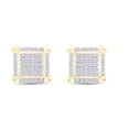 thumbnail image 1 of AFFY 1/6 Cttw Round Cut White Natural Diamond In 10k Yellow Gold Square Cluster Stude Earrings (0.17 Carat), 1 of 2