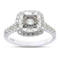 AFFY 1.90 ct. t.w Center 7.5MM Cushion Cut Lab Created Moissanite Diamond Solitaire Halo Engagement Ring In 14K White Gold Over Sterling Silver Jewelry For Women (VVS1 Clarity)-4