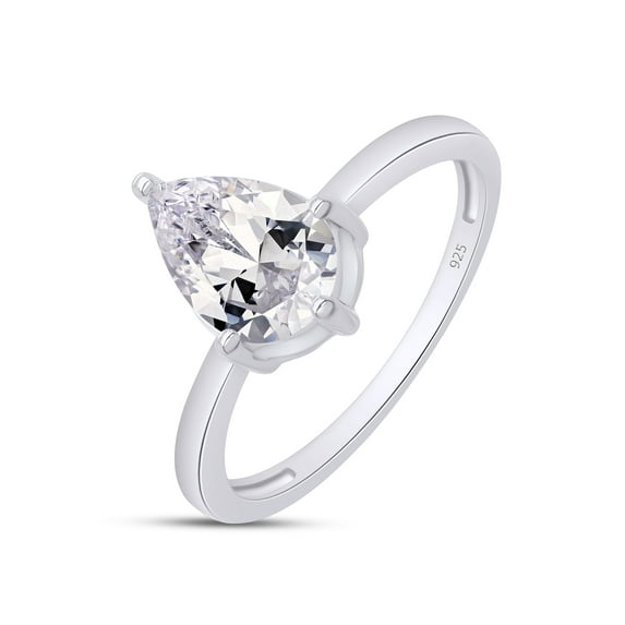 AFFY 1.90CT 7X9MM Pear Shape Moissanite Diamond Solitaire Ring for Women 14K White Gold over Silver-10
