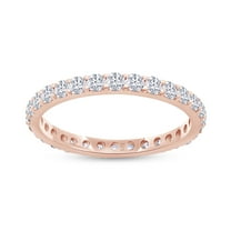 AFFY 1 CT Moissanite Diamond Eternity Wedding Band Ring for Women 14k Rose Gold over Silver-4