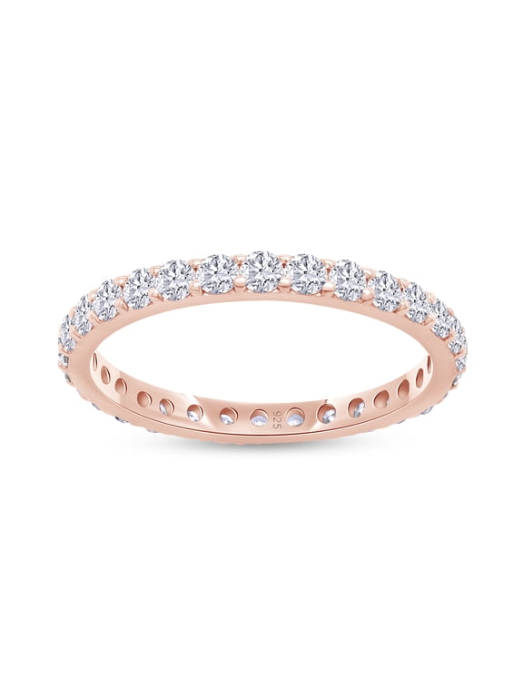 1 CT Moissanite Diamond Eternity Wedding Band Ring for Women 14k Rose Gold over Silver-4