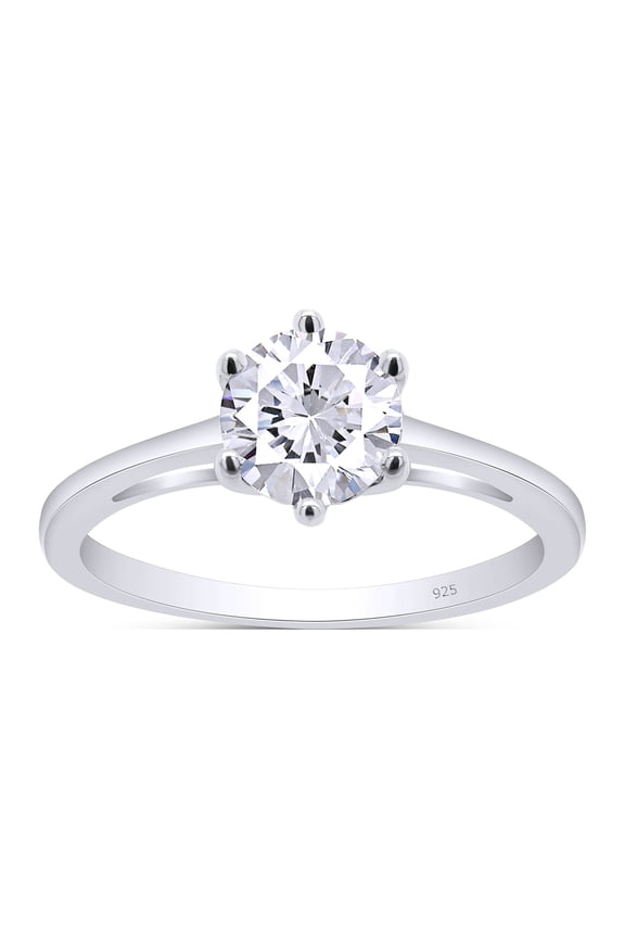 1 Carat 6.5MM Moissanite Diamond Solitaire Engagement Ring for Women 14K White Gold over Silver-4