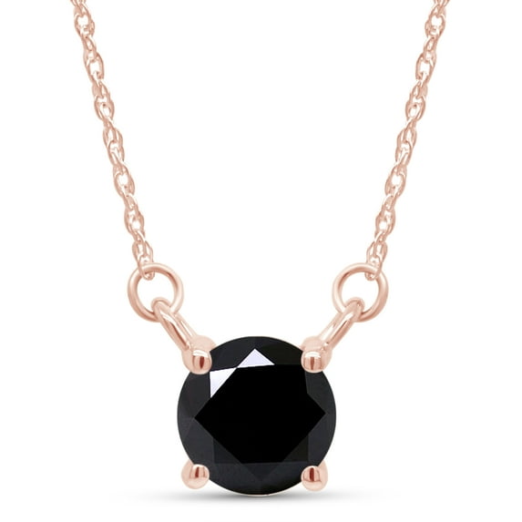 AFFY 1 Carat Black Moissanite Diamond Solitaire Pendant Necklace for Women 18K Rose Gold over Silver