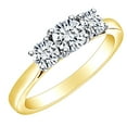 thumbnail image 1 of AFFY 1 Carat (Cttw) Round Cut White Natural Diamond Three Stone Enjgagement Ring In 14k Solid Yellow Gold Ring Size-6.5, 1 of 1