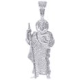 thumbnail image 1 of AFFY 1 Carat (Ctw) Round White Natural Diamond Iced Out Jesus Hip Hop Pendant In 14k White Gold Over Sterling Silver, 1 of 1