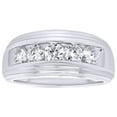 thumbnail image 1 of AFFY 1 Carat Moissanite Diamond Five Stone Wedding Band Ring for Men 14K White Gold over Silver-14, 1 of 6