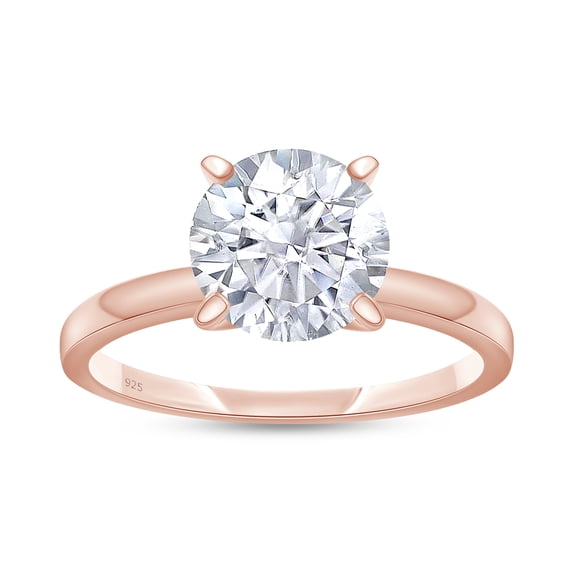 AFFY 1 Carat Moissanite Diamond Solitaire Ring for Women in 18K Rose Gold over Sterling Silver-4
