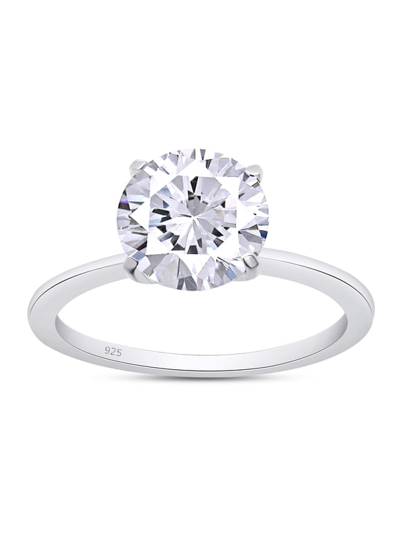 1 Carat Moissanite Diamond Solitaire Ring for Women in 18K White Gold over Sterling Silver-4