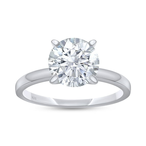 AFFY 1 Carat Moissanite Diamond Solitaire Ring for Women in 18K White Gold over Sterling Silver-9.5