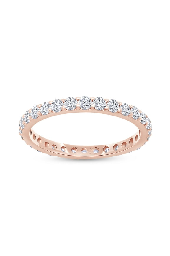 1 CT Moissanite Diamond Eternity Wedding Band Ring for Women 14k Rose Gold over Silver-7.5