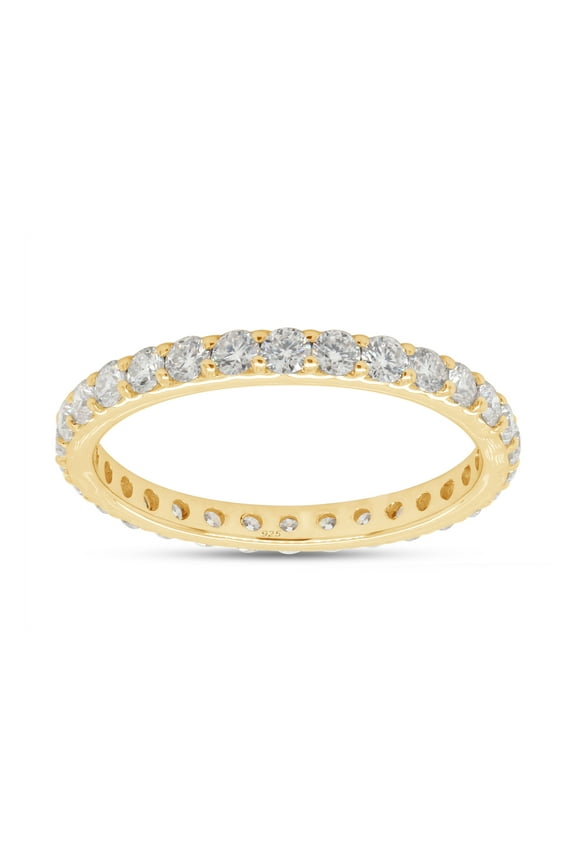 1 CT Moissanite Diamond Eternity Wedding Band Ring for Women 14k Yellow Gold over Silver-6