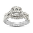 thumbnail image 1 of AFFY 10K Solid White Gold Princess & Round Lab Created Moissanite Diamond Halo Bridal Set Ring-10, 1 of 8