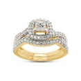 thumbnail image 1 of AFFY 10K Solid Yellow Gold Princess & Round Lab Created Moissanite Diamond Halo Bridal Set Ring-4, 1 of 8