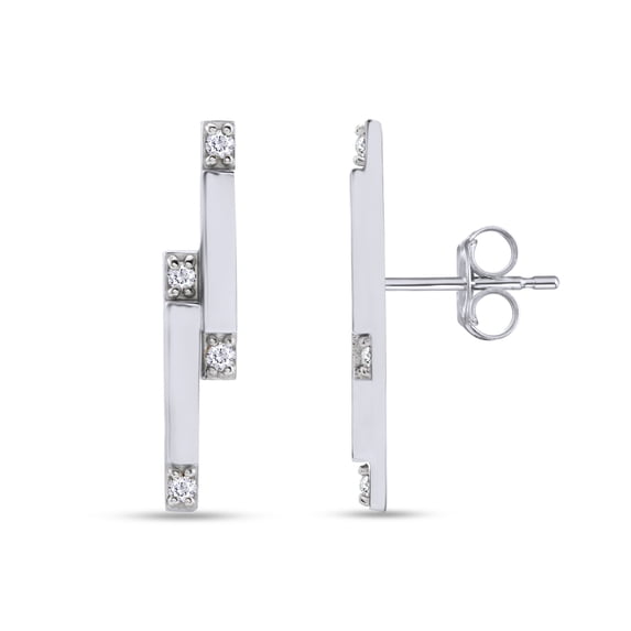 AFFY 14K Gold Plated 925 Sterling Silver Round Cut Natural Diamond Bar Drop Earrings Jewelry For Women's (0.1 Cttw, I2-I3 Clarity)
