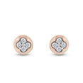 thumbnail image 1 of AFFY 14K Rose Gold Over Sterling Silver Round Cut Natural Diamond Clover Stud Earrings For Women's (0.25 Cttw. J-K Color, I2-I3 Clarity), 1 of 4