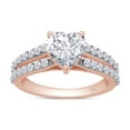 thumbnail image 1 of AFFY 14K Rose Gold Plated 6.5MM Heart Lab Created Moissanite Diamond Solitaire Split Shank 925 Sterling Silver Promise Ring-8.5, 1 of 6
