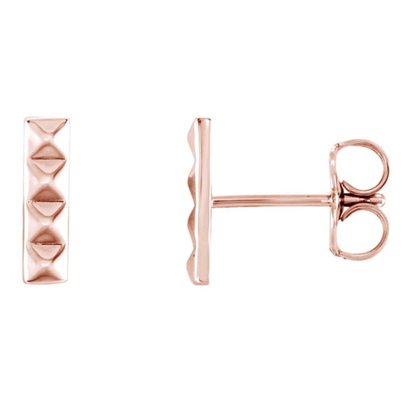 AFFY 14K Rose Gold Plated 925 Sterling Silver Pyramid Bar Stud Earrings