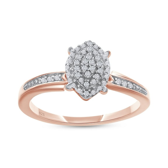 AFFY 14K Rose Gold over Sterling Silver 0.03CT Natural Diamond Cluster Ring Jewelry for Womens-10