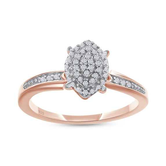 AFFY 14K Rose Gold over Sterling Silver 0.03CT Natural Diamond Cluster Ring Jewelry for Womens-5.5