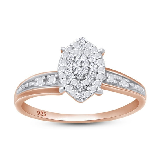 AFFY 14K Rose Gold over Sterling Silver 0.03CT Natural Diamond Cluster Ring Jewelry for Womens-9
