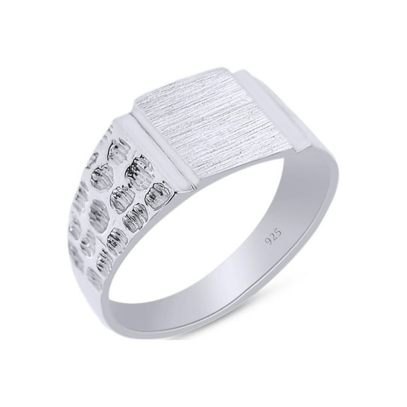 AFFY 14K White Gold Plated 925 Sterling Silver Signet Ring, Gift for Mens, Ring Size-7