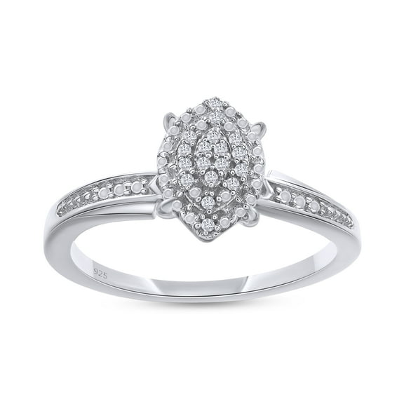 AFFY 14K White Gold over Sterling Silver 0.03CT Natural Diamond Cluster Ring Jewelry for Womens-10