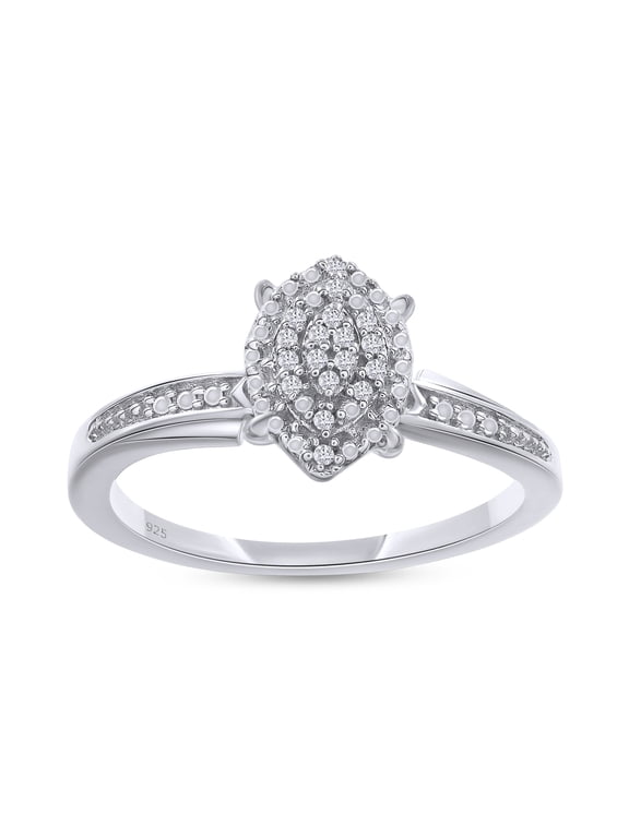 14K White Gold over Sterling Silver 0.03CT Natural Diamond Cluster Ring Jewelry for Womens-8