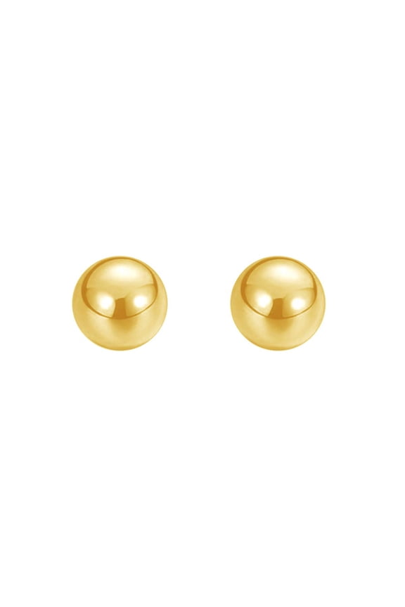 14K Yellow Gold Over Sterling Silver Round Ball Stud Earrings With Pushback Available In 5MM